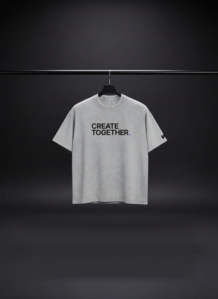 Create Together Washed Tee in Silver Cloud