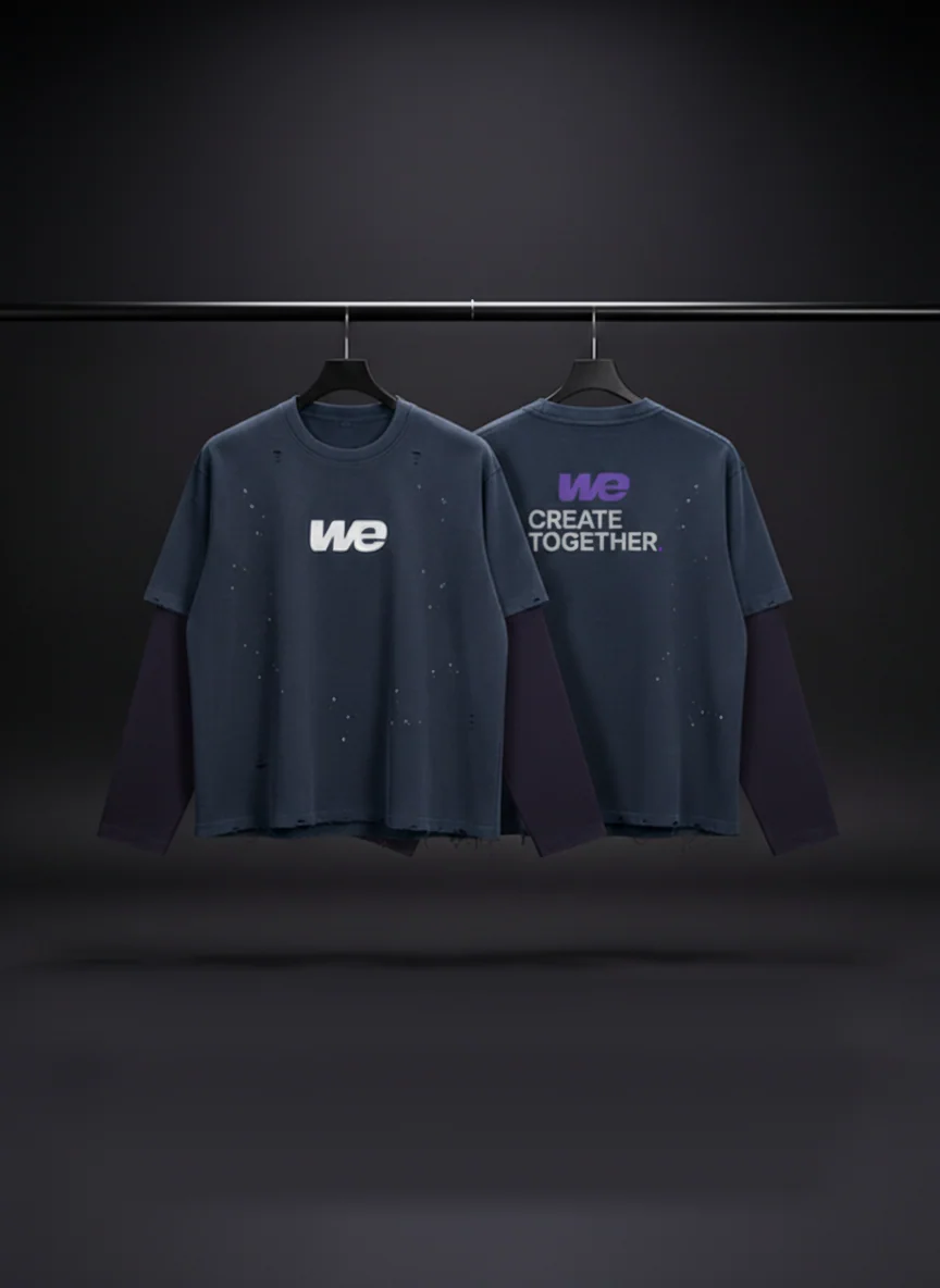 WE Double Layer Tee in Blue Static